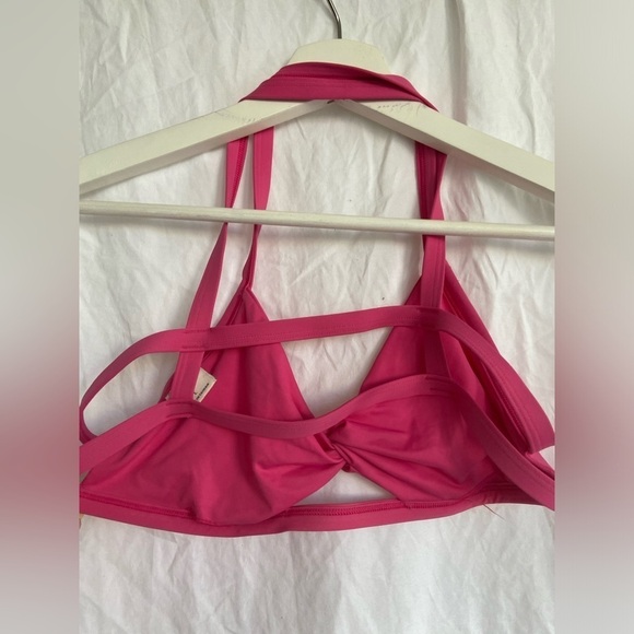Abercrombie & Fitch Cut Out Criss Cross Strap Back Pink Bikini Top Size Large - Picture 5 of 8